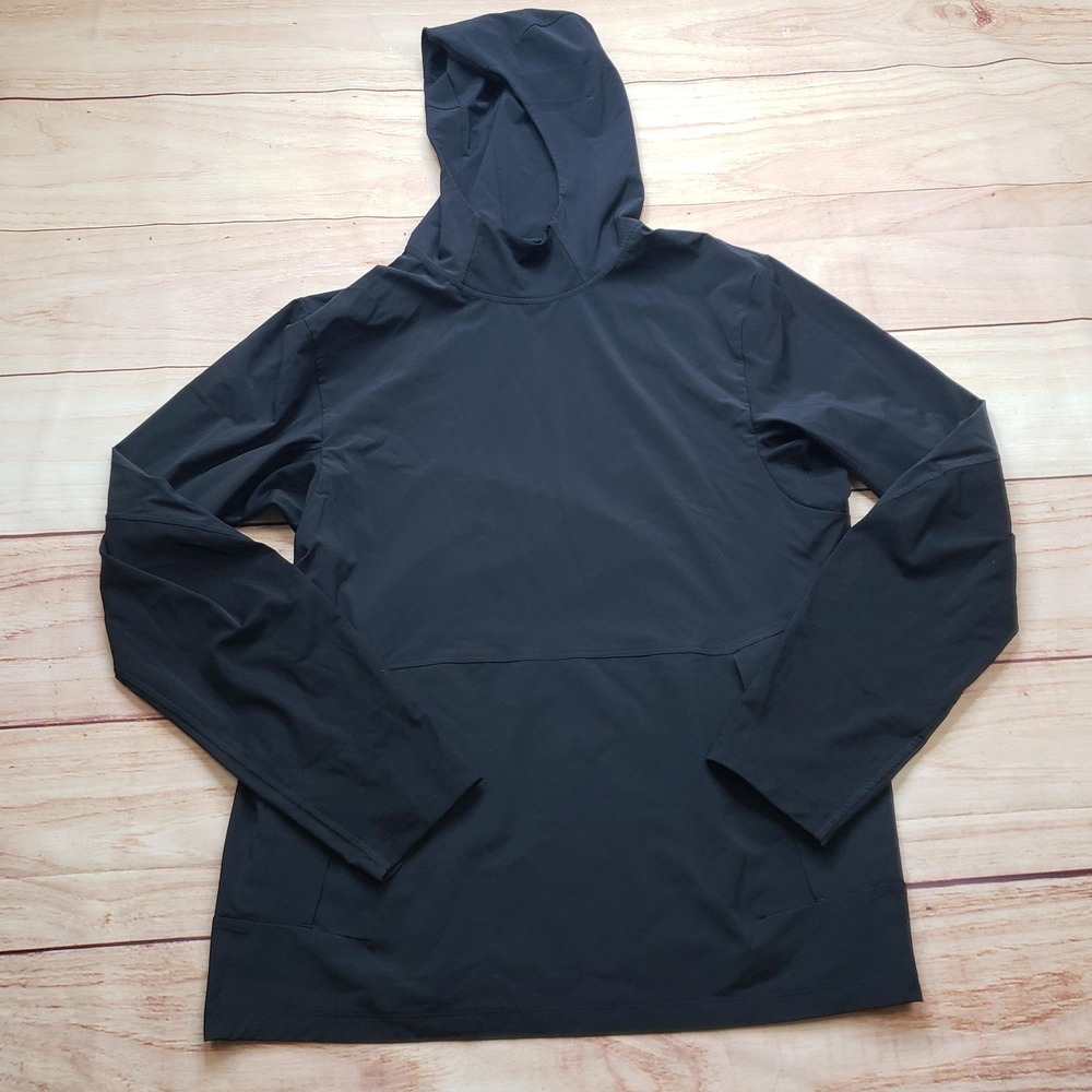 Lululemon Hoodie Womens M Black Pullover Lightweight Stretch‎ Hooded Reflective